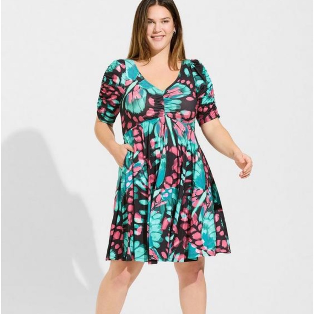 Torrid Mini Stufio Knit Cinch Front Skater Dress